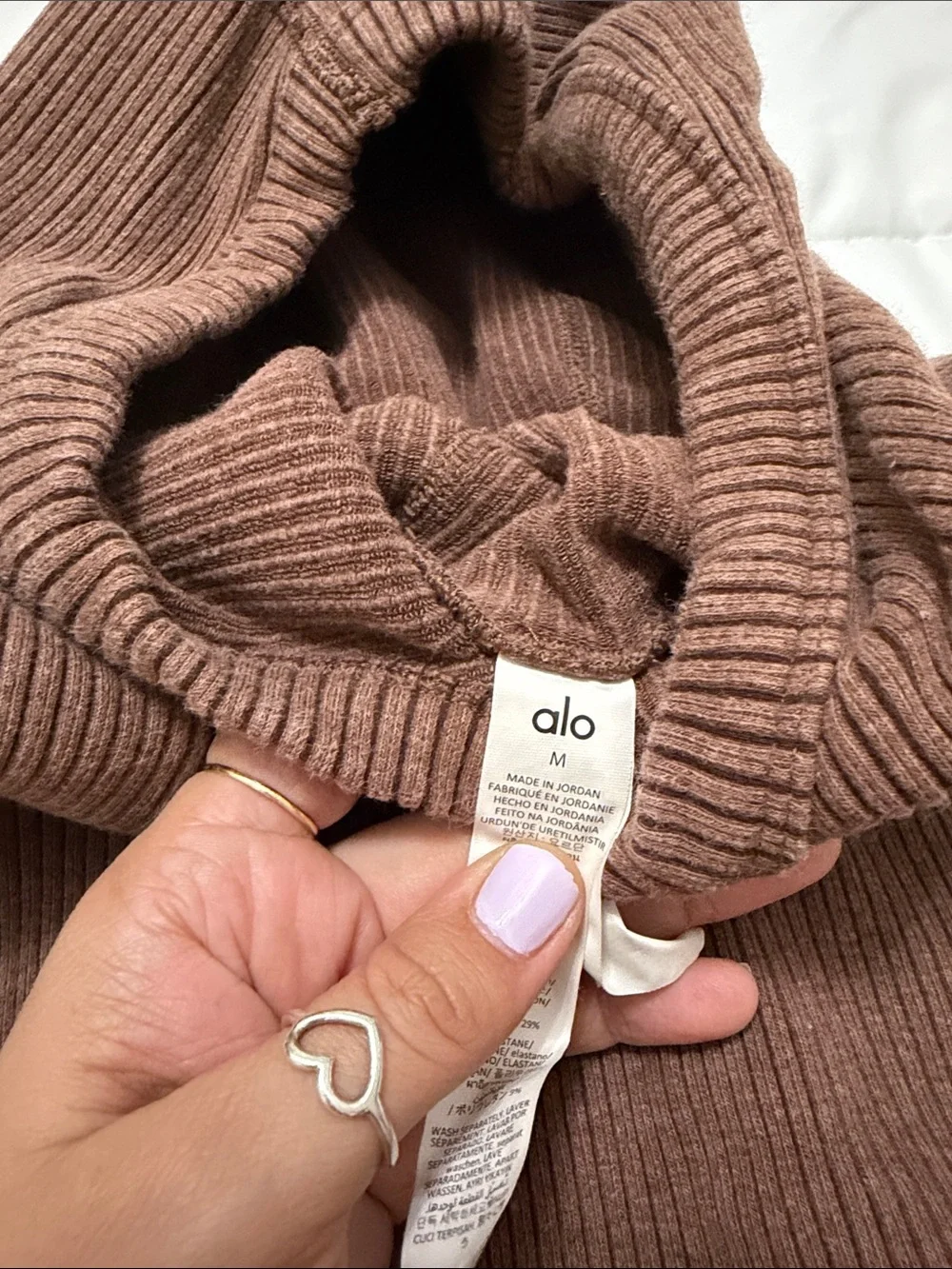 ALO Yoga Ribbed Cropped Cowl Tank & Sleeve Set in Brown